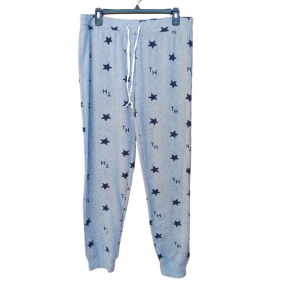 Tommy Hilfiger Gray Pajama Jogger Pants Blue Star Print Lounge Comfy - Picture 1 of 11